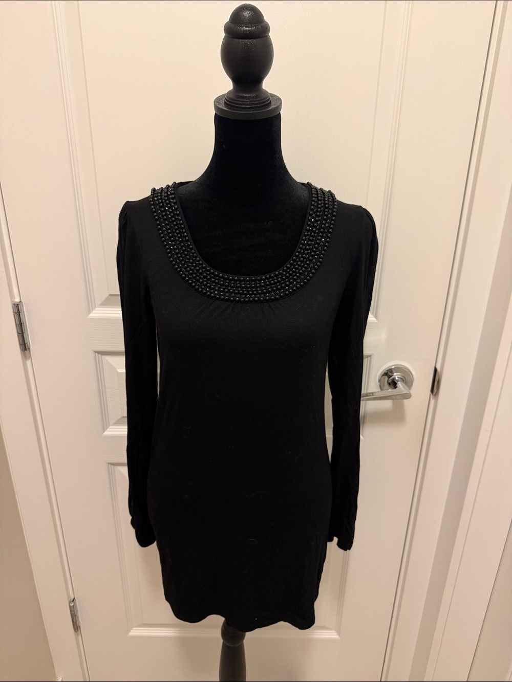 Black Beaded Scoop Neck Tunic